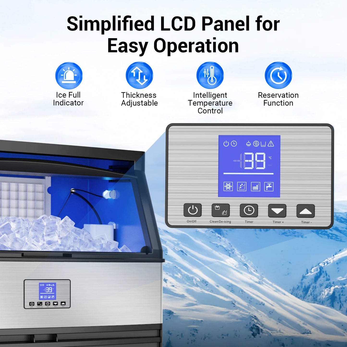 Commercial Ice Maker 450 LBS/Day Under Counter – 120 LBS Storage Bin, Heavy Duty Ice Machine for Restaurant Bar Hotel