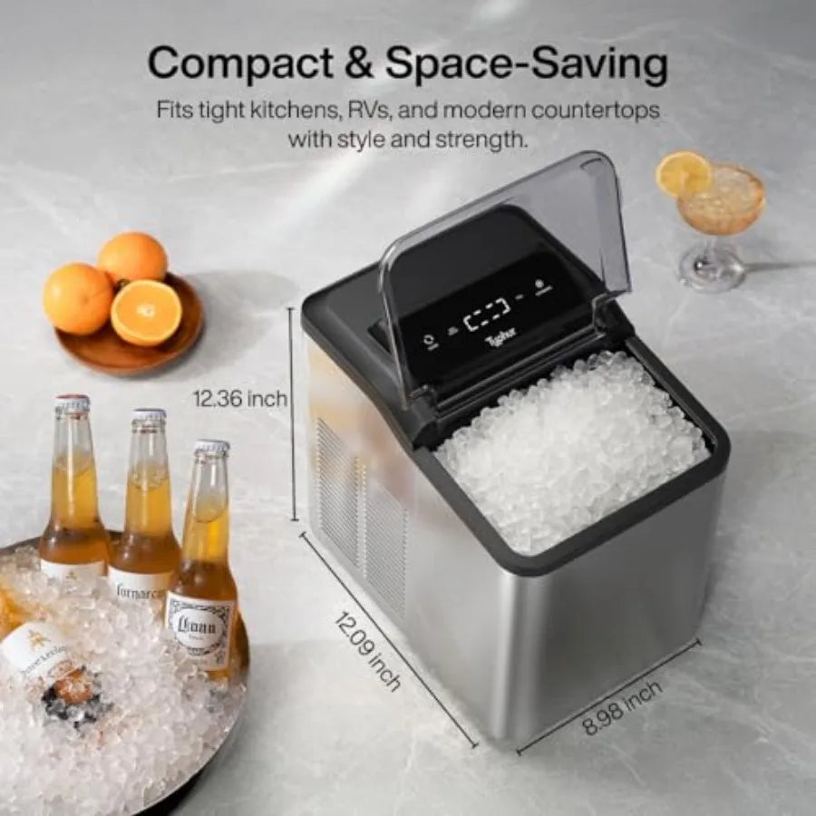 Countertop Nugget Ice Maker 35 LBS/24H – Fast Crushed Pellet Ice Machine, Self-Cleaning Pump, Compact Ice Maker for Home & Office