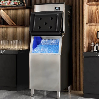 Commercial Ice Maker 650 LBS/24H – 400 LBS Storage Bin, Industrial Heavy Duty Ice Machine with 6 Air Cooling System, 156 Cubes in 5–12 Min