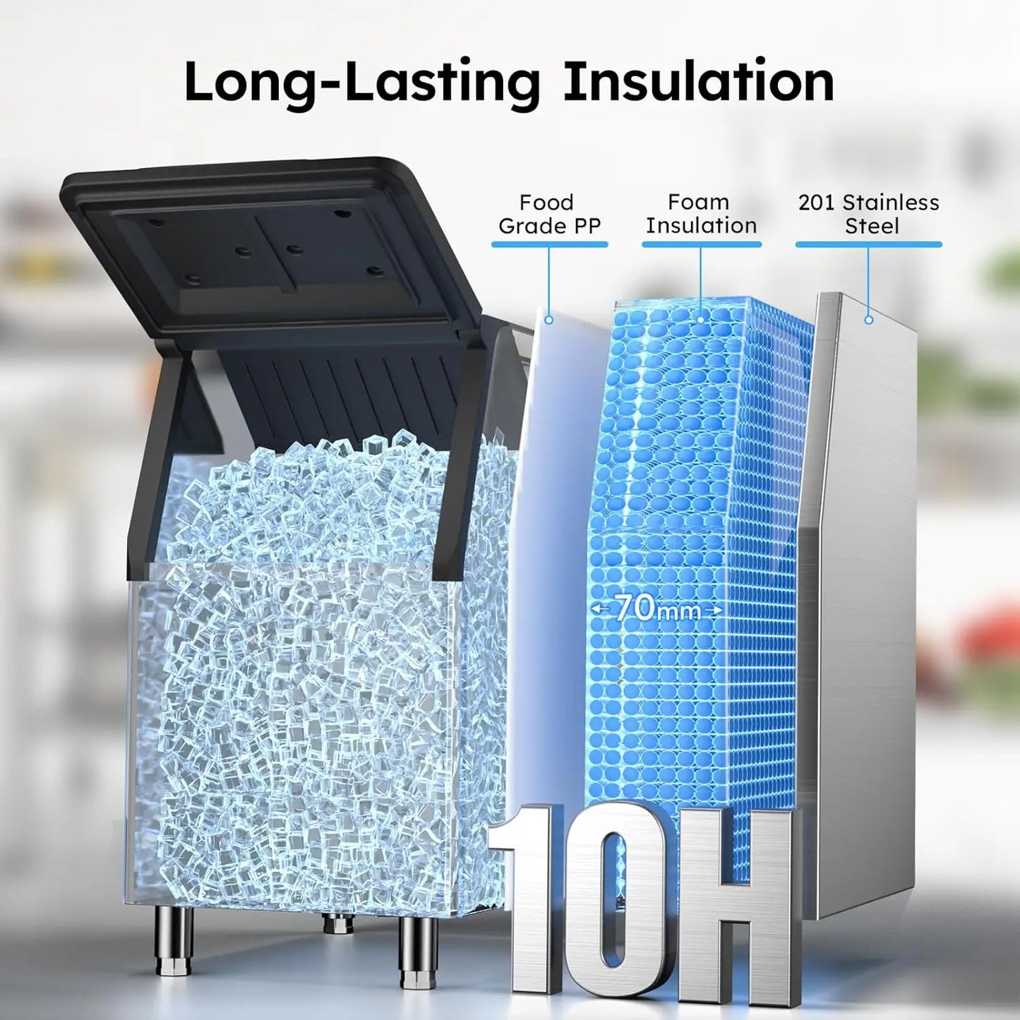 Commercial Ice Machine 680 LBS/24H – 560 LBS Storage Bin, 132 Cubes per Cycle, Fast 5–12 Min Ice, Heavy-Duty Industrial Stainless Steel Ice Maker with Self-Cleaning