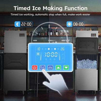 Commercial Ice Machine 680 LBS/24H – 560 LBS Storage Bin, 132 Cubes per Cycle, Fast 5–12 Min Ice, Heavy-Duty Industrial Stainless Steel Ice Maker with Self-Cleaning