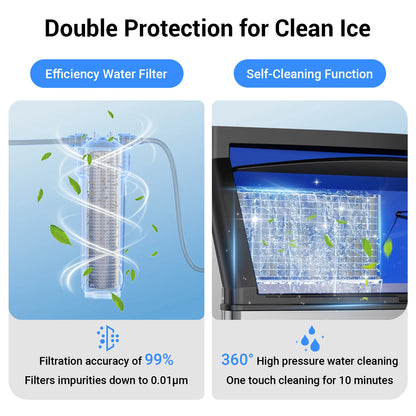 Commercial Ice Maker 450 LBS/Day Under Counter – 120 LBS Storage Bin, Heavy Duty Ice Machine for Restaurant Bar Hotel