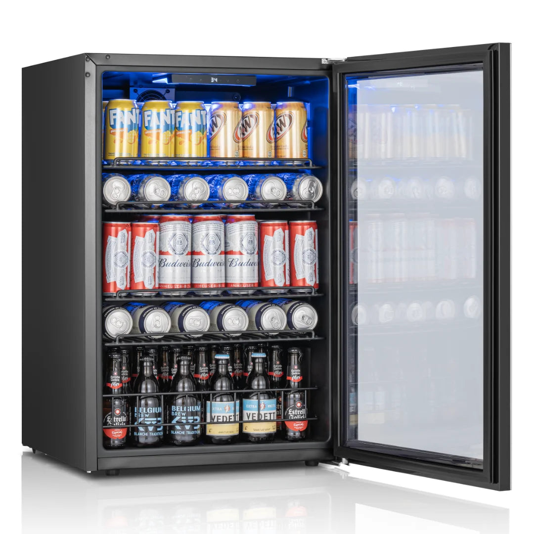 Beverage Cooler – 3.1/3.35/4.59 Cu.Ft (88/95/130L), Single Temperature Zone, Direct Cooling Beer & Drink Refrigerator with LED Ambient Lighting, for Kitchen, Office, Living Room & Bar Counter