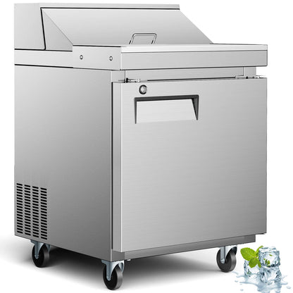 27" Commercial Sandwich & Salad Prep Table Refrigerator – 11.6 Cu.Ft Frost-Free Food Prep Fridge for Restaurant, Bar & Kitchen