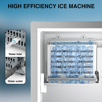 15" Commercial Under Counter Ice Maker 85 LBS/24H – Built-In/Freestanding Ice Machine, 30 LBS Storage Bin, Auto Cleaning & Gravity Drainage for Home, Bar & Kitchen