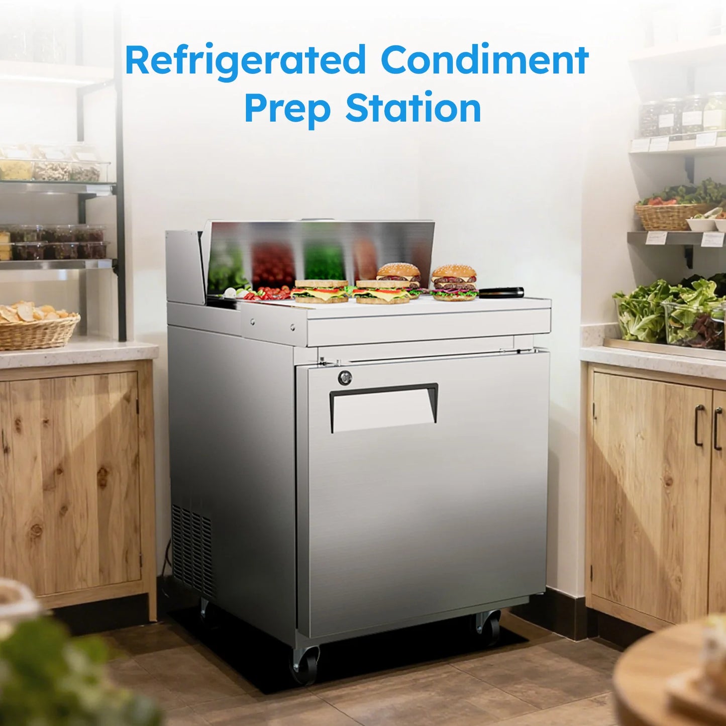 27" Commercial Sandwich & Salad Prep Table Refrigerator – 11.6 Cu.Ft Frost-Free Food Prep Fridge for Restaurant, Bar & Kitchen