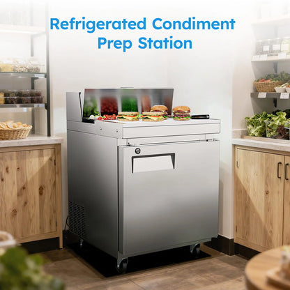 27" Commercial Sandwich & Salad Prep Table Refrigerator – 11.6 Cu.Ft Frost-Free Food Prep Fridge for Restaurant, Bar & Kitchen