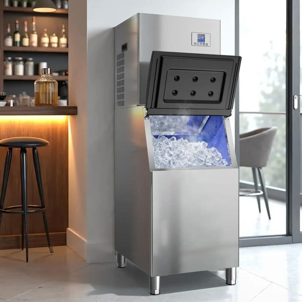 Commercial Ice Maker 400 LBS/24H – ETL Approved Industrial Ice Machine, 250 LBS Storage Bin, Fast 11–20 Min Ice, Heavy-Duty Stainless Steel Ice Maker
