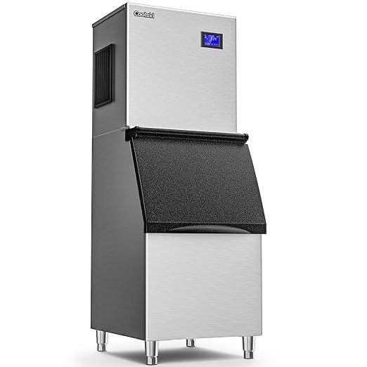 Commercial Ice Maker 550 LBS/24H – 360 LBS Storage Bin, 132 Cubes per Cycle, Fast 5–12 Min Ice, Heavy-Duty Stainless Steel Ice Machine with Self-Cleaning & Upgraded Compres