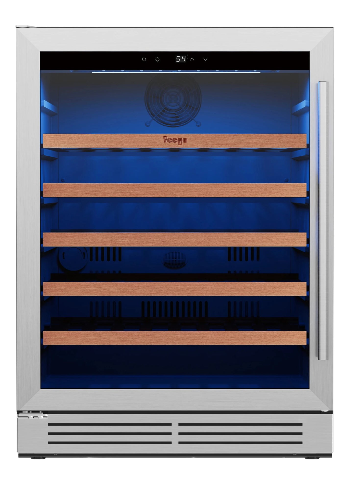 52-Bottle Wine Cooler, 5.12 Cu. Ft. Compressor Wine Fridge with Single Temperature Zone, Air Cooling, Blue LED Light, Door Lock & Auto Defrost