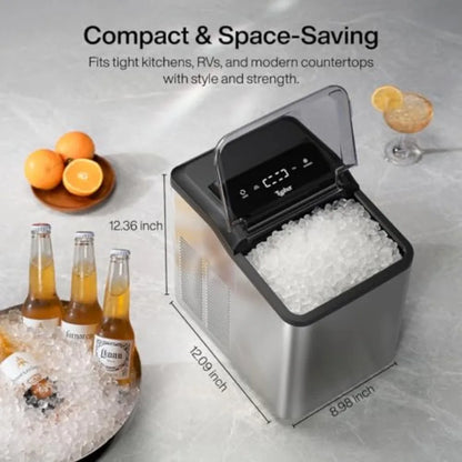Countertop Nugget Ice Maker 35 LBS/24H – Fast Crushed Pellet Ice Machine, Self-Cleaning Pump, Compact Ice Maker for Home & Office