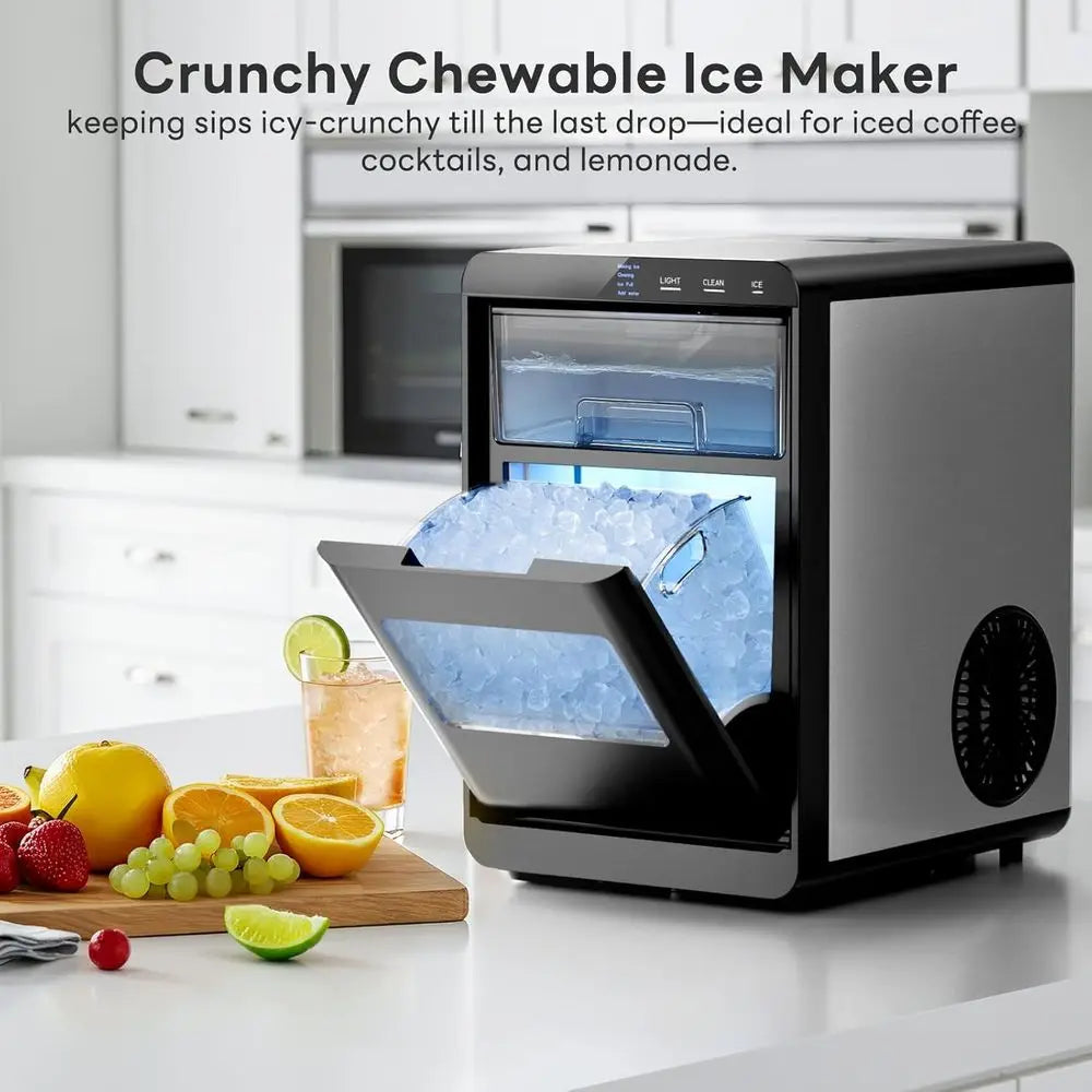 Countertop Ice Maker 44 LBS/24H – Self-Cleaning Ice Machine, Fast Ice in 10–14 Min, Removable Basket & Scoop for Home, Office & Kitchen