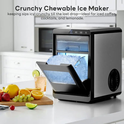 Countertop Ice Maker 44 LBS/24H – Self-Cleaning Ice Machine, Fast Ice in 10–14 Min, Removable Basket & Scoop for Home, Office & Kitchen