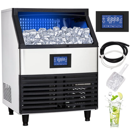Commercial Ice Maker 110–264 LBS/24H – Stainless Steel Under Counter Ice Machine, Auto Operation for Home, Bar & Café