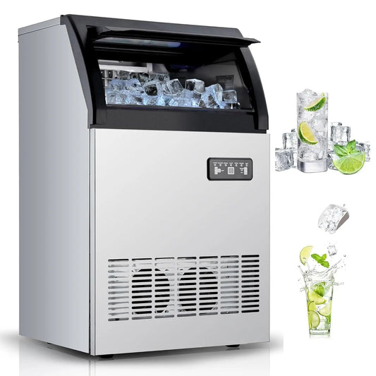 Commercial Ice Maker 120 LBS/Day Under Counter – LED Display, Dual Water Inlet Ice Machine for Restaurant & Bar