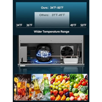 24” Undercounter Drawer Refrigerator – Stainless Steel, Waterproof Indoor/Outdoor Beverage Fridge for Home & Commercial Use