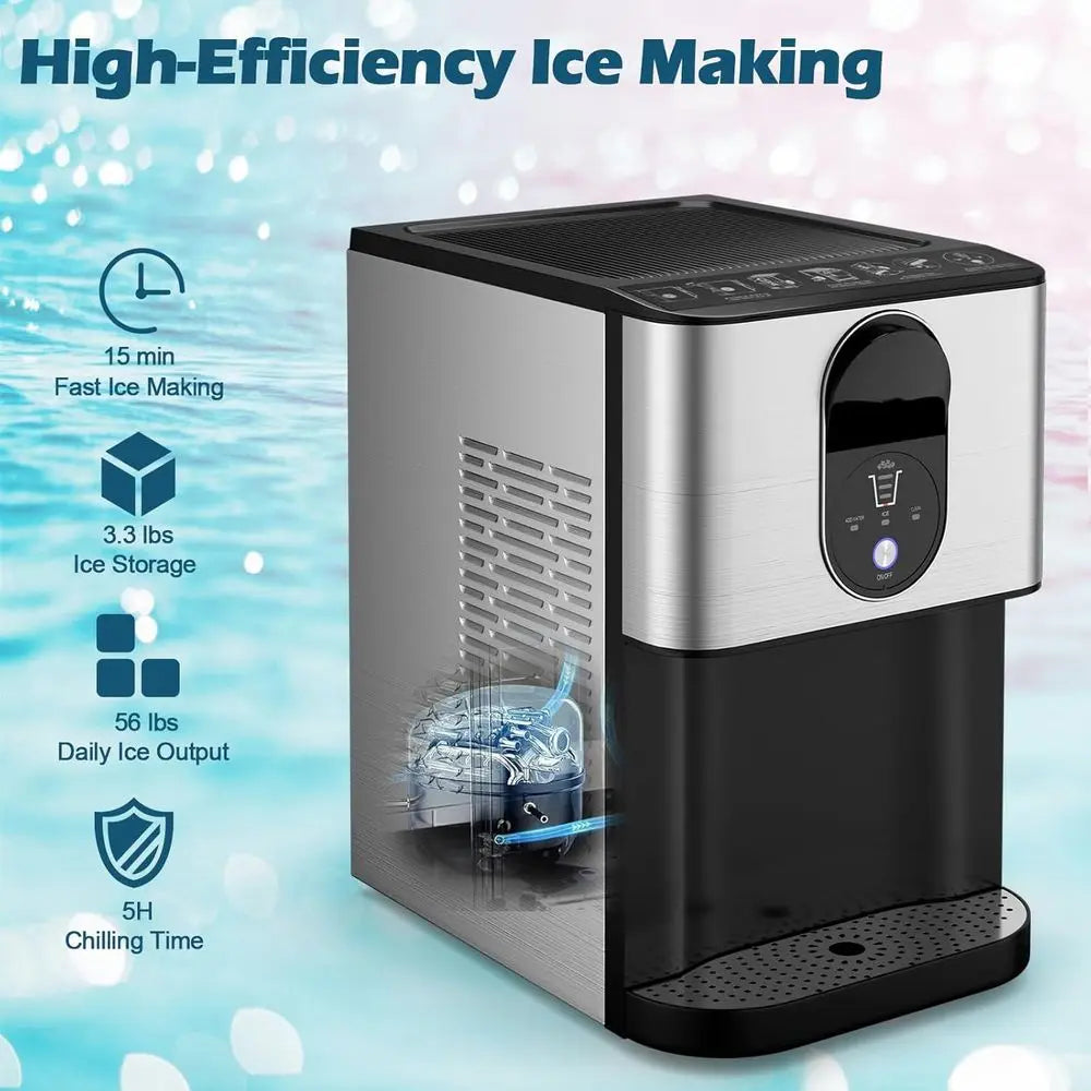 Countertop Ice Maker 56 LBS/24H – Fast Ice Machine, Self-Cleaning, 0.63 Gal Water Tank, Portable Ice Maker for Home & Parties