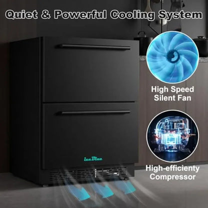 24 Inch Wine & Beverage Refrigerator, Stainless Steel Freestanding Wine Fridge, Dual Drink Cooler for Wine, Beer & Soda Storage, Fast Cooling for Home Bar & Kitchen