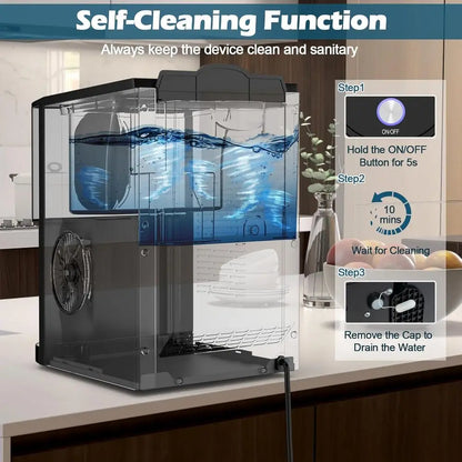 Countertop Ice Maker 56 LBS/24H – Fast Ice Machine, Self-Cleaning, 0.63 Gal Water Tank, Portable Ice Maker for Home & Parties
