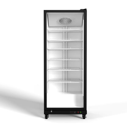 Beverage Display Cooler – 17.48 cu.ft Commercial Glass Door Refrigerator, Vertical Transparent Display, Auto-Defrost, for Convenience Store, Supermarket & Retail Use
