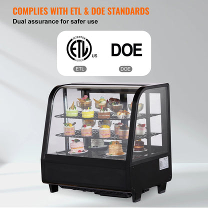 SucceBuy Refrigerated Display Case | Countertop Pastry Showcase with LED & Turbo Cooling