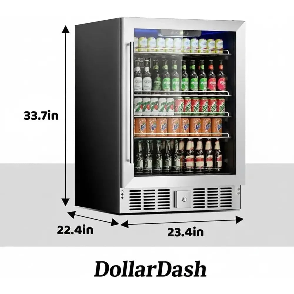 166 Can Mini Beverage Refrigerator | 5.3 Cu.Ft Compact Fridge with Reversible Glass Door, Adjustable Temperature Control for Soda, Beer & Wine