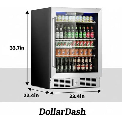 166 Can Mini Beverage Refrigerator | 5.3 Cu.Ft Compact Fridge with Reversible Glass Door, Adjustable Temperature Control for Soda, Beer & Wine