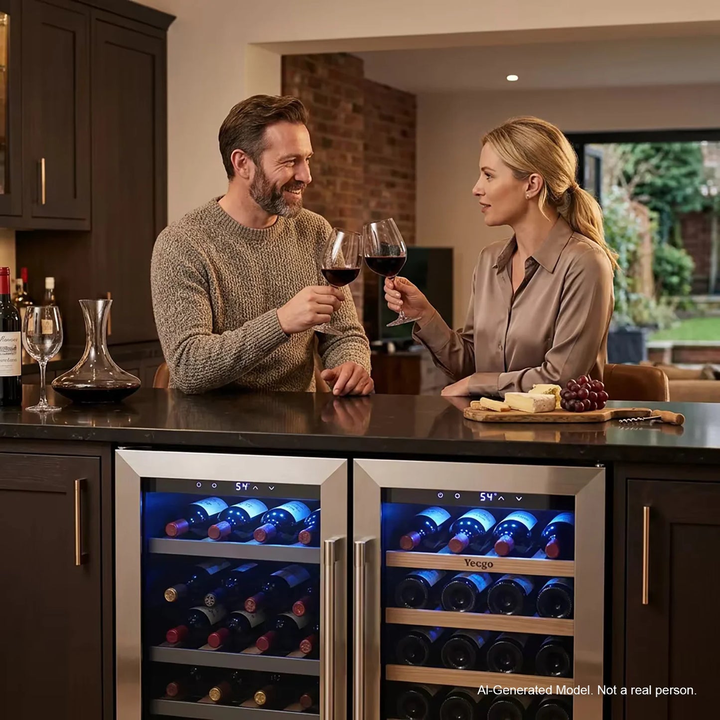 30 Inch Wine Cooler Refrigerator | Stainless Steel Built-In Under Counter Beverage & Wine Fridge with Glass Door for Kitchen & Home Bar Installation