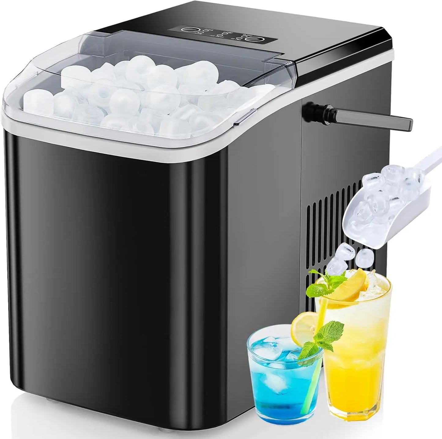 Portable Countertop Ice Maker – 26 lbs/24H, Fast Ice in 6 Minutes, 9 Bullet Ice Cubes per Cycle, Self-Cleaning Function, Ultra-Quiet Operation, Compact Design for Home, Kitchen, RV, Camping & Parties