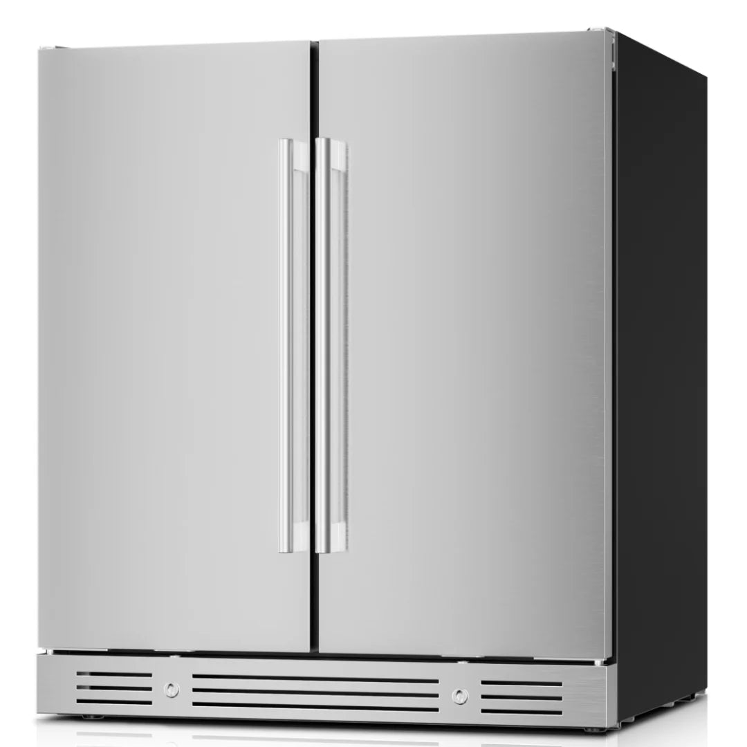 Yeego Dual Zone Wine Cooler 33 Bottles + 80 Cans | Under Counter Wine & Beverage Refrigerator with Auto Defrost, Compressor Cooling & Digital Temperature Control