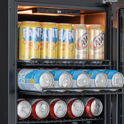 Ca'Lefort 62L Beverage Refrigerator, Mini Drink Fridge with Glass Door, Digital Temperature Control, Adjustable Shelves, Reversible Door for Beer, Soda, Wine & Beverages, Home, Office & Dorm