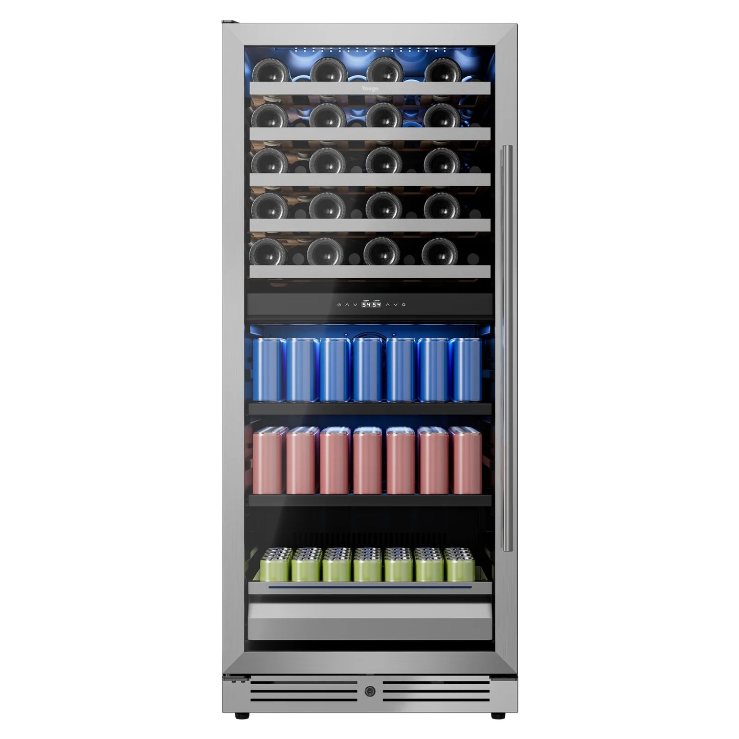 Dual Zone Wine Fridge 275L | 40 Bottle + 112 Can Beverage Cooler | Multi-Temperature Refrigerator with Reversible Door