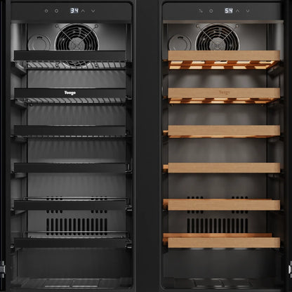 Yeego Dual Zone Wine Cooler 33 Bottles + 80 Cans | Under Counter Wine & Beverage Refrigerator with Auto Defrost, Compressor Cooling & Digital Temperature Control