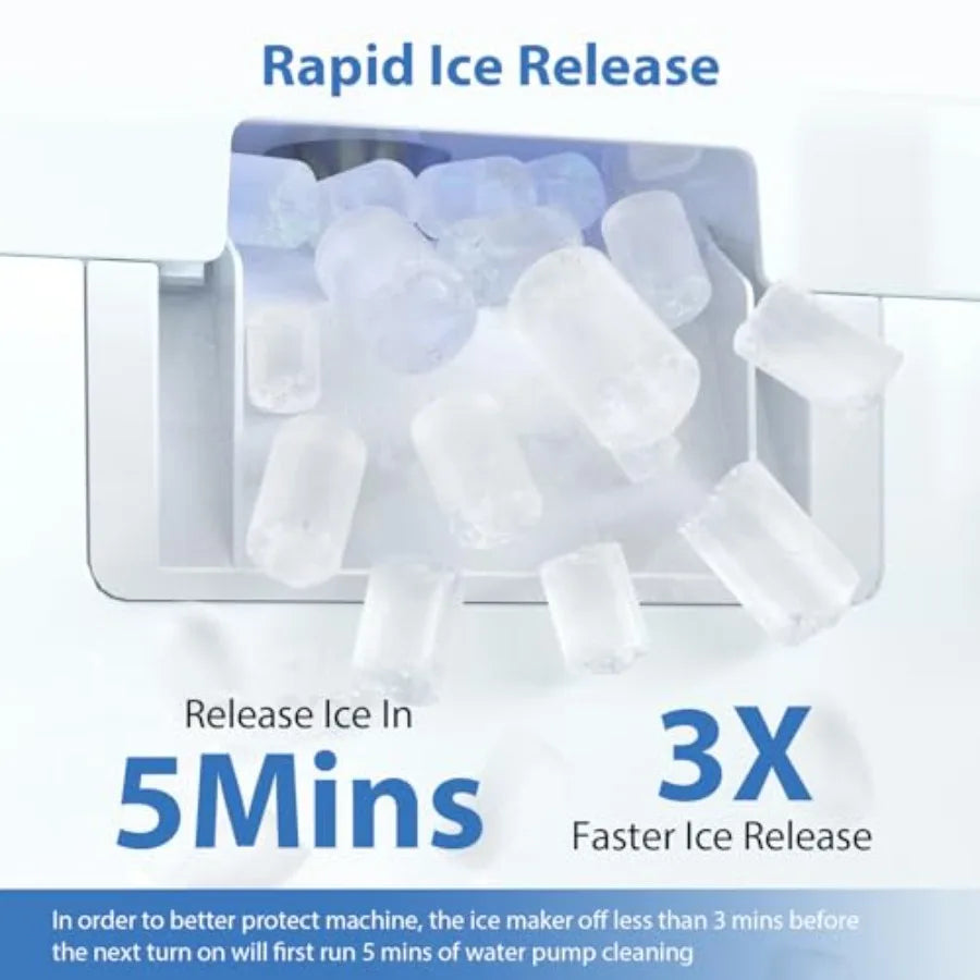Countertop Nugget Ice Maker Stainless Steel – Fast 5 Min Ice Machine, Large Capacity, Portable Ice Maker for Home, Office & Parties