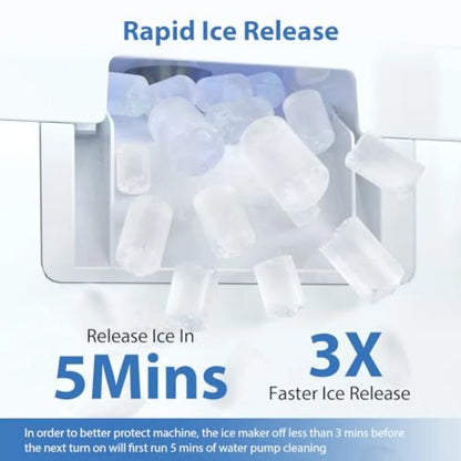 Countertop Nugget Ice Maker Stainless Steel – Fast 5 Min Ice Machine, Large Capacity, Portable Ice Maker for Home, Office & Parties