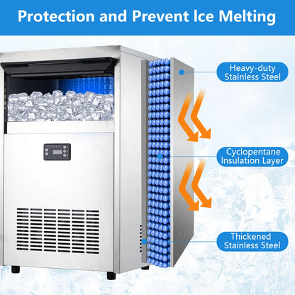 Commercial Ice Maker 250W – Under Counter & Freestanding Stainless Steel Ice Machine for Bar, Café, Home & Office