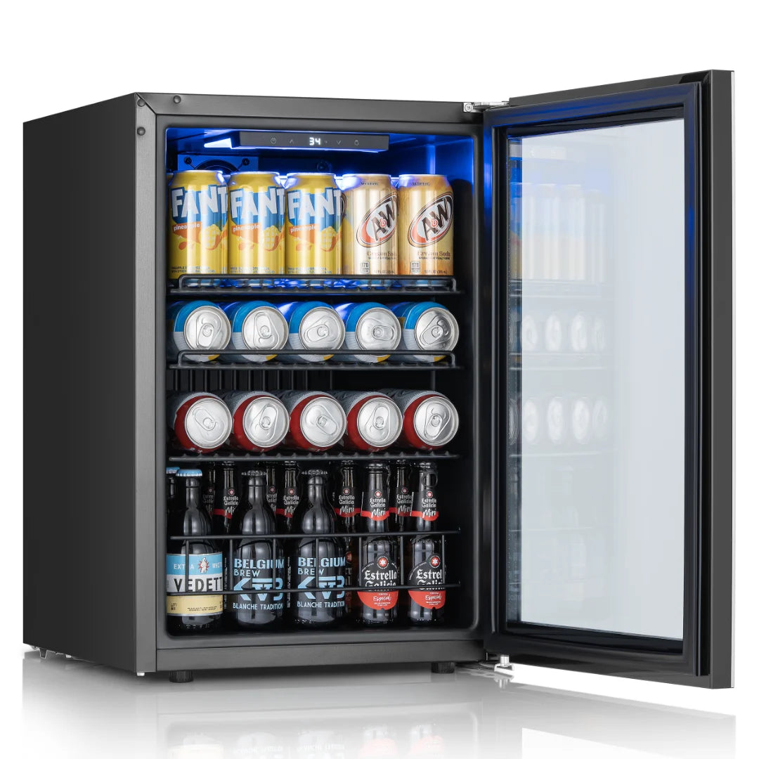 Ca'Lefort 62L Beverage Refrigerator, Mini Drink Fridge with Glass Door, Digital Temperature Control, Adjustable Shelves, Reversible Door for Beer, Soda, Wine & Beverages, Home, Office & Dorm