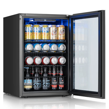 Ca'Lefort 62L Beverage Refrigerator, Mini Drink Fridge with Glass Door, Digital Temperature Control, Adjustable Shelves, Reversible Door for Beer, Soda, Wine & Beverages, Home, Office & Dorm