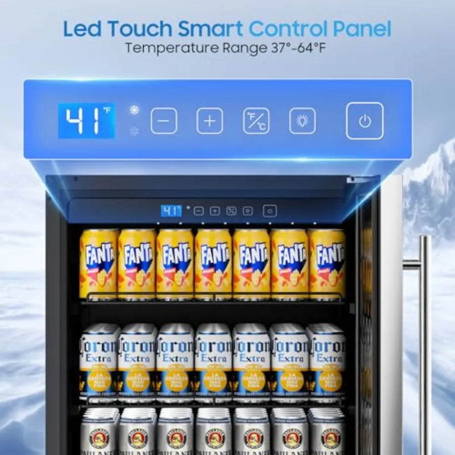 24'' Outdoor Beverage Refrigerator – Stainless Steel Waterproof Door, Black Finish, 180-Can Capacity, Commercial Grade Patio Fridge