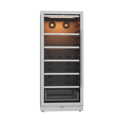9.72 Cu.ft (275L) Beverage Refrigerator – Air Cooling System, Double NTC Control, Door Alarm, Amber/Blue/White LED Lighting Beverage Cabinet for Commercial & Home Use