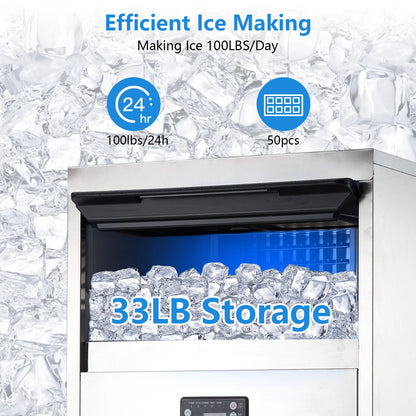 Commercial Ice Maker 250W – Under Counter & Freestanding Stainless Steel Ice Machine for Bar, Café, Home & Office