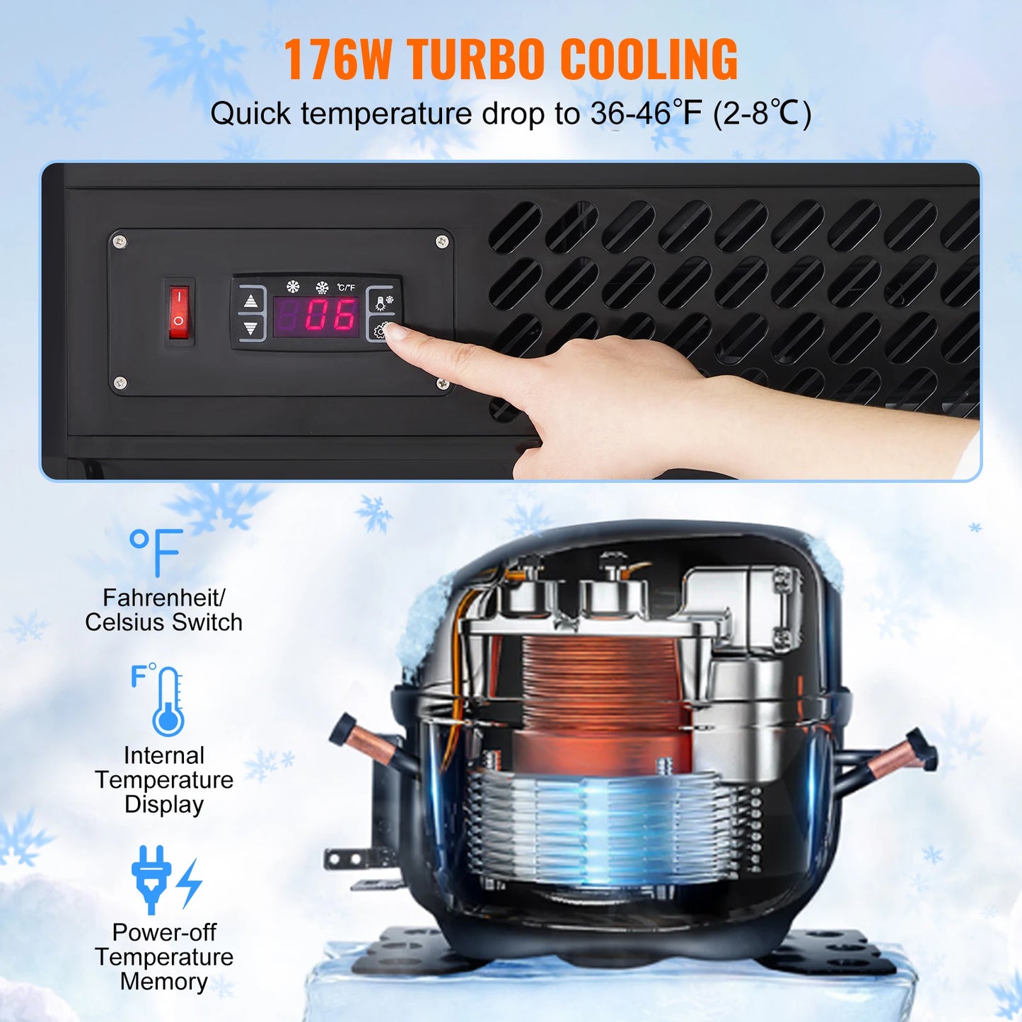 SucceBuy Refrigerated Display Case | Countertop Pastry Showcase with LED & Turbo Cooling
