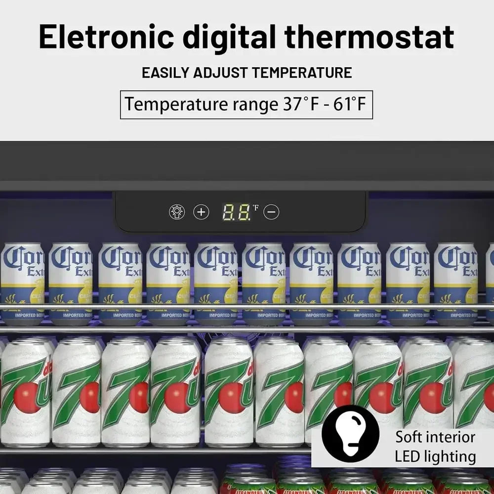 166 Can Mini Beverage Refrigerator | 5.3 Cu.Ft Compact Fridge with Reversible Glass Door, Adjustable Temperature Control for Soda, Beer & Wine