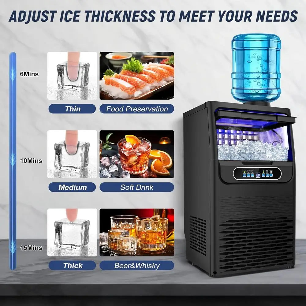 Commercial Ice Maker 100 LBS/24H – 20 LBS Storage Bin, 36 Cubes per Cycle, Fast 15-Min Ice, Undercounter Stainless Steel Ice Machine for Home Bar & Outdoor Use