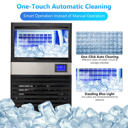 Commercial Ice Maker 110–264 LBS/24H – Stainless Steel Under Counter Ice Machine, Auto Operation for Home, Bar & Café