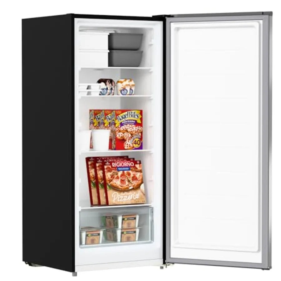 7 Cu Ft Garage Ready Upright Freezer Refrigerator Convertible, Stainless Steel Convertible Fridge Freezer, Adjustable Temperature Control, Manual Defrost Upright Deep Freezer for Garage Home Use