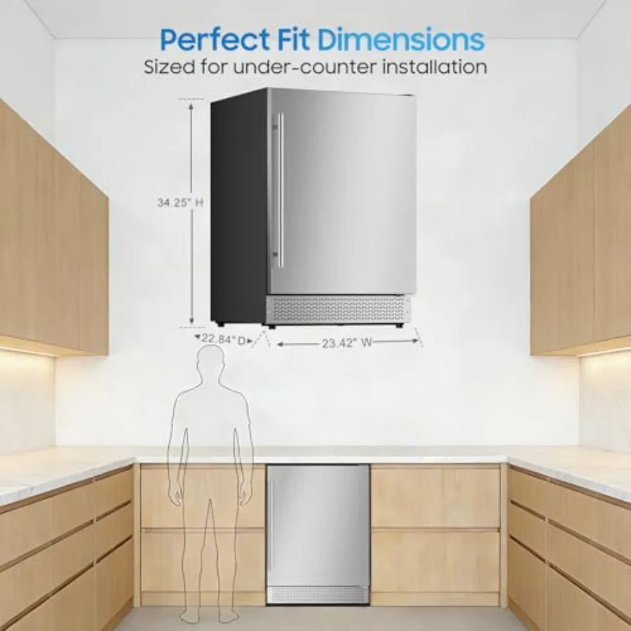 24'' Outdoor Beverage Refrigerator – Stainless Steel Waterproof Door, Black Finish, 180-Can Capacity, Commercial Grade Patio Fridge