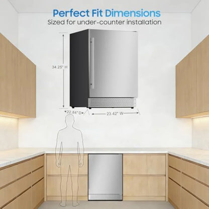 24'' Outdoor Beverage Refrigerator – Stainless Steel Waterproof Door, Black Finish, 180-Can Capacity, Commercial Grade Patio Fridge