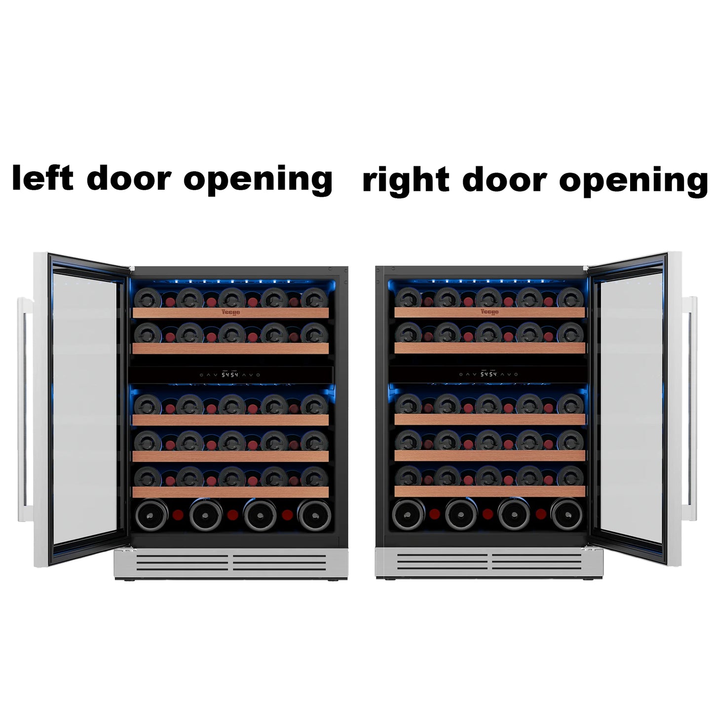 52 Bottle Dual Zone Wine Cooler Refrigerator, 5.12 Cu.Ft Built-In/Freestanding Wine Fridge, 40–65°F Compressor Cooling, Digital Temperature Control, Door Lock, Blue LED Light