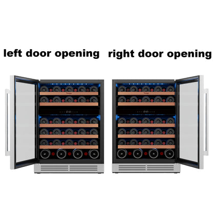 52 Bottle Dual Zone Wine Cooler Refrigerator, 5.12 Cu.Ft Built-In/Freestanding Wine Fridge, 40–65°F Compressor Cooling, Digital Temperature Control, Door Lock, Blue LED Light